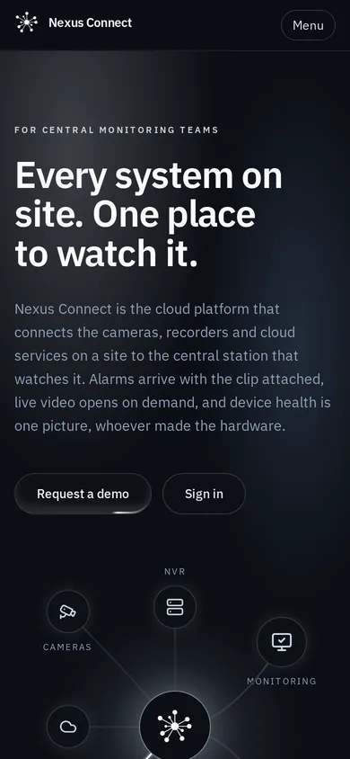 The Nexus Connect website on a phone